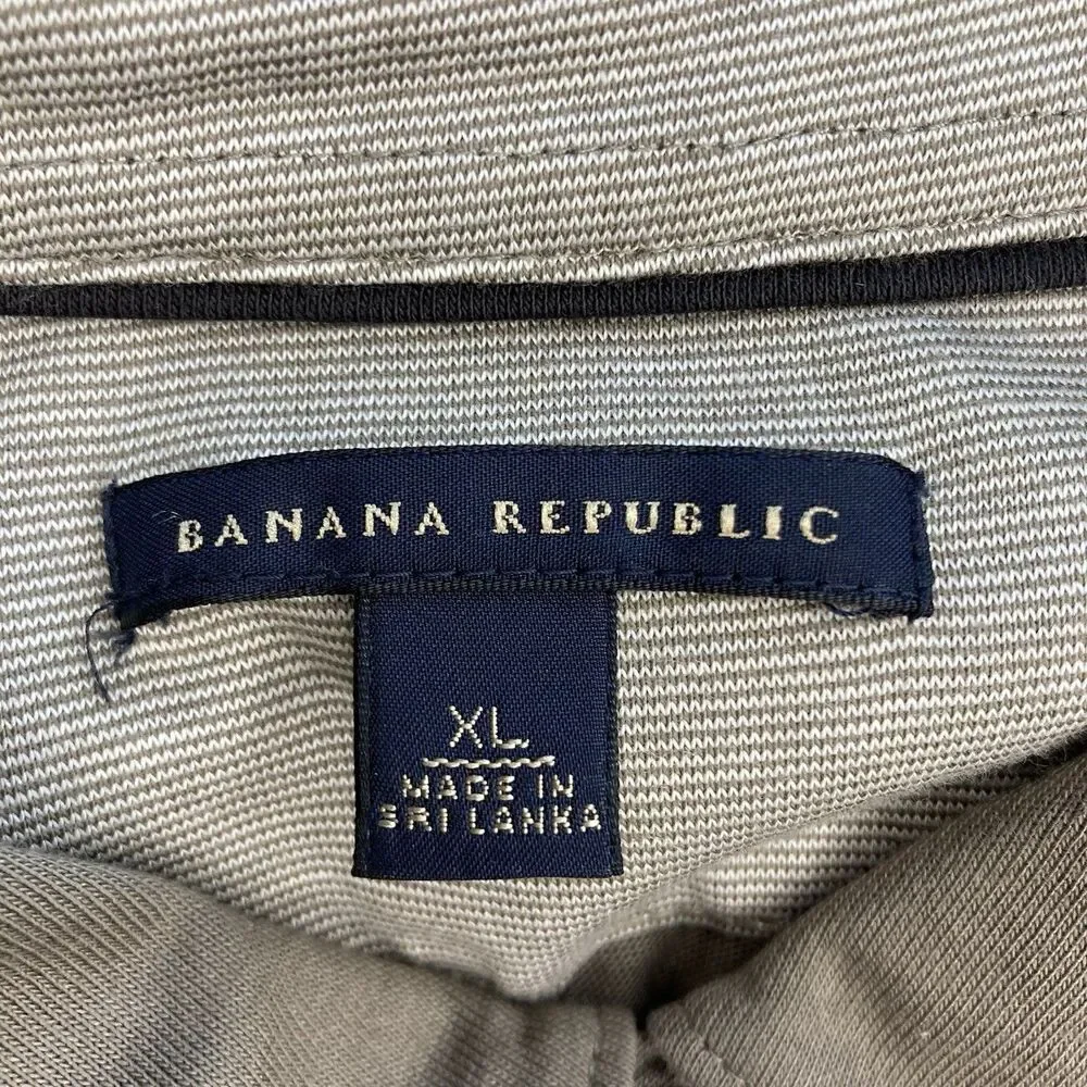 Banana Republic Long Sleeve Polo Shirt Mens Brown Cotton Stretch Flip Cuff XL